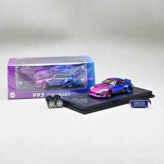 CM Model 1/64 RWB 993 Widebody - Pink/Blue Chrome