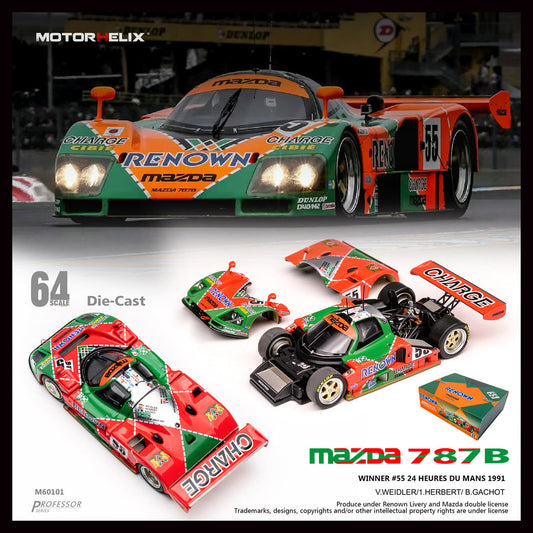 MotorHelix 1/64 Mazda 787B - 1991 Le Mans Winner