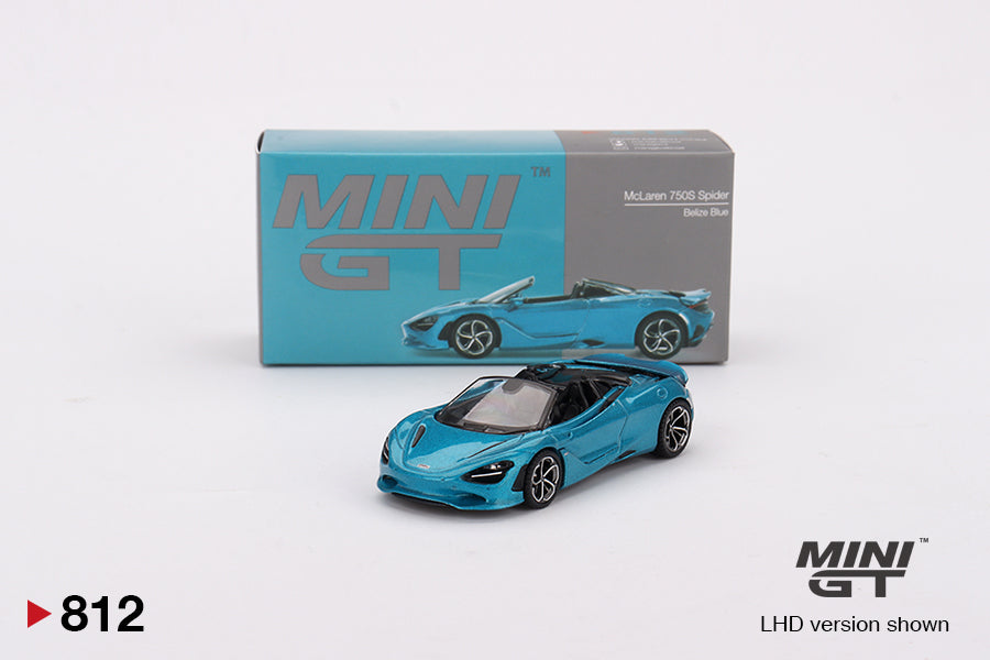 Mini GT 1/64 McLaren 750S Spider (#812) - Belize Blue