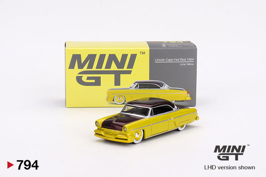 Mini GT 1/64 Lincoln Capri Hot Rod (#794) - Lime Yellow