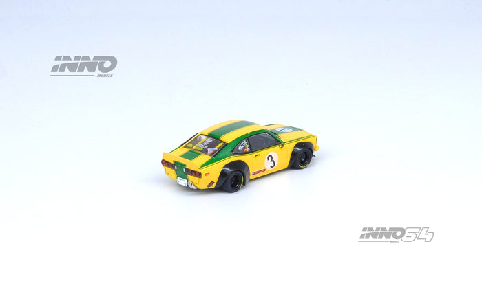 Inno64 1/64 LBWK Mazda RX3 Savanna - Yellow/Green