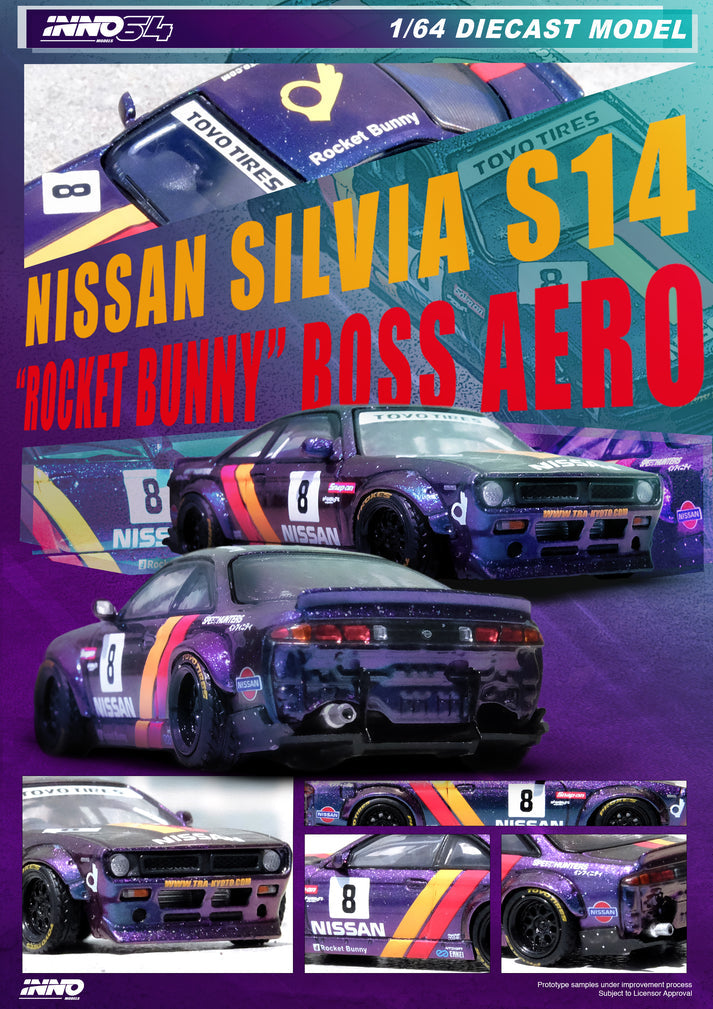 Inno64 1/64 Nissan Silvia S14 Rocket Bunny Boss Aero - Purple