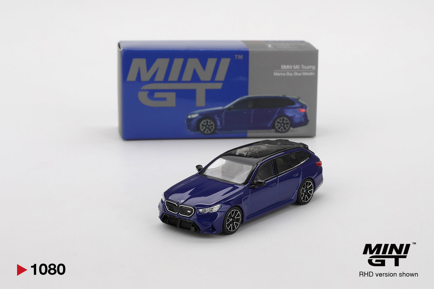 Mini GT 1/64 BMW M5 Touring (#1080) - Marina Bay Blue Metallic