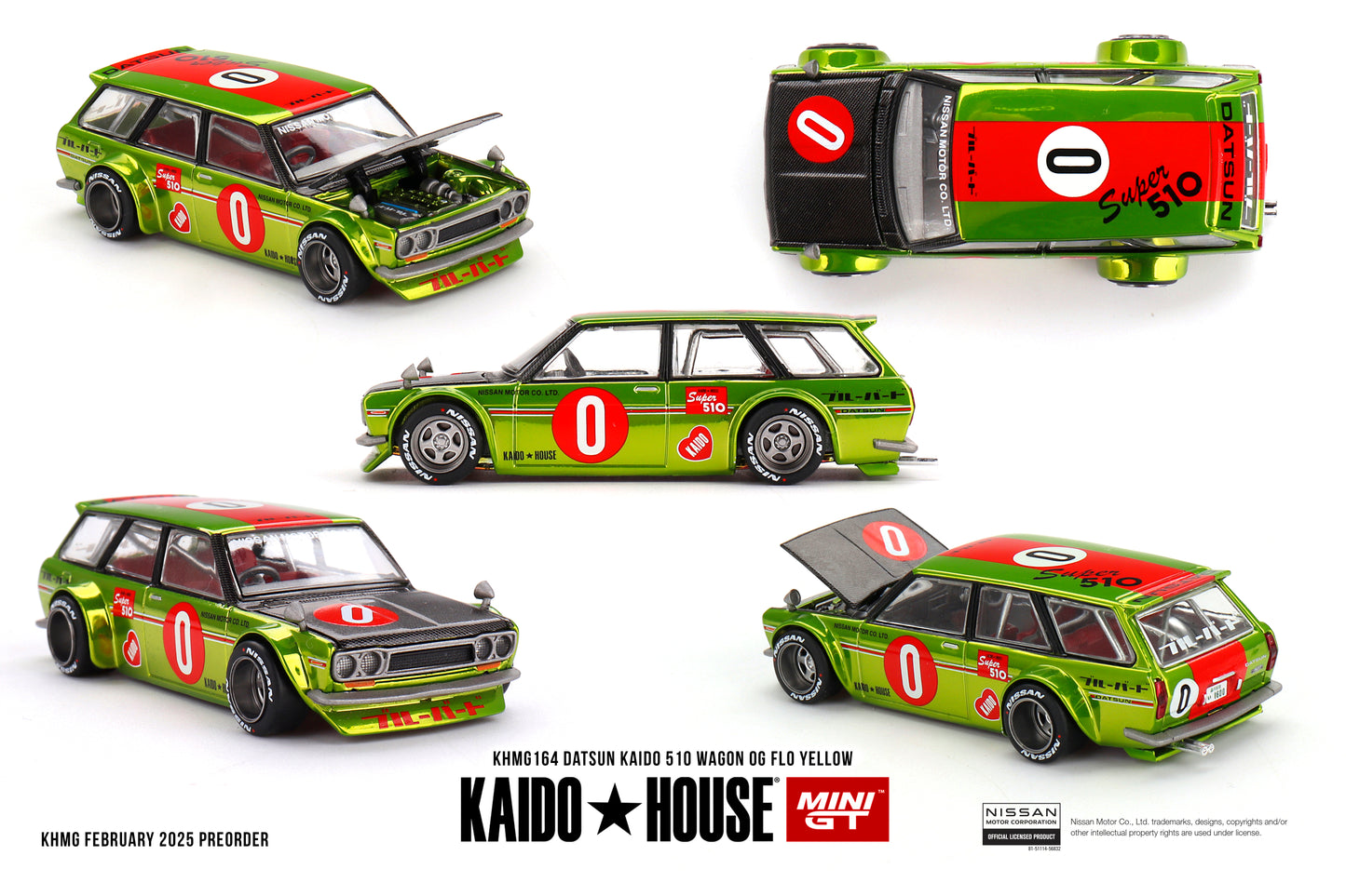 Mini GT x Kaido House 1/64 Datsun KAIDO 510 Wagon - OG Flo Yellow