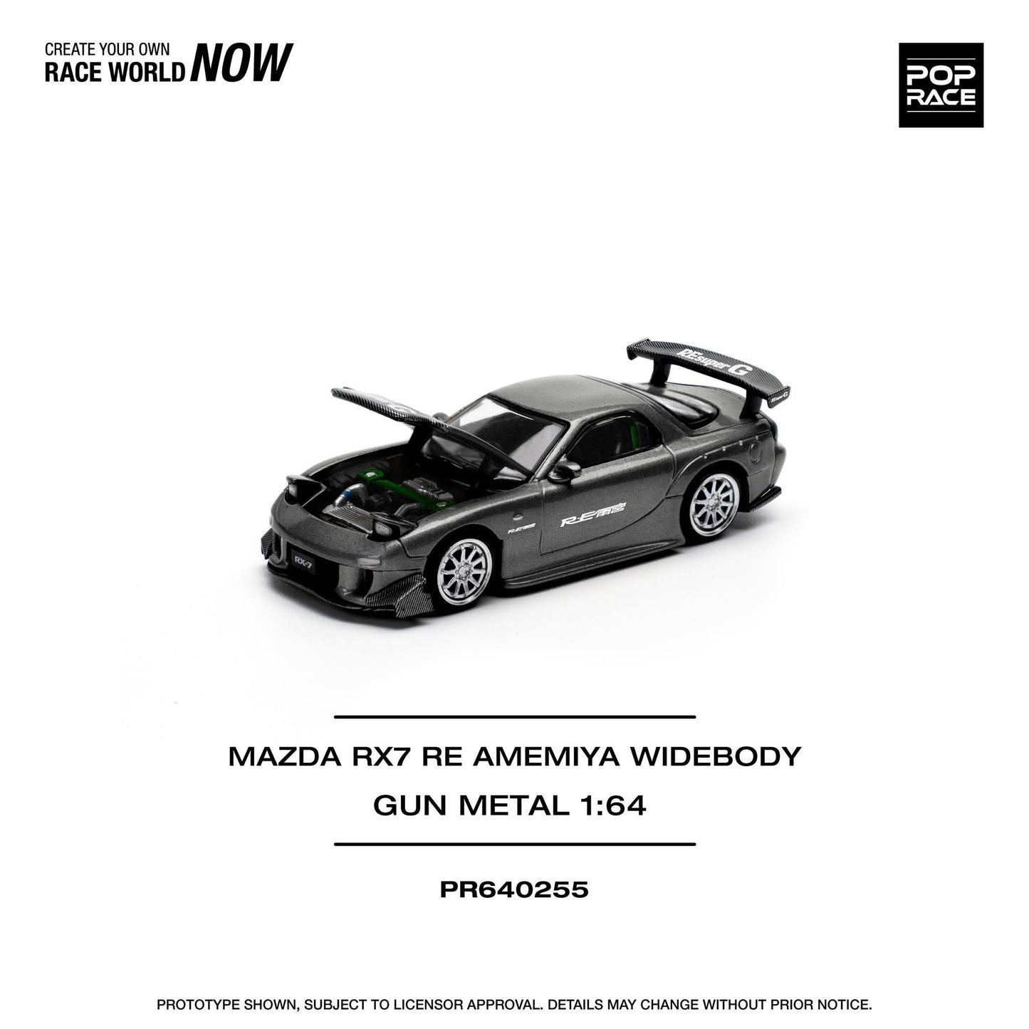 Pop Race 1/64 Mazda RX7 RE-AMEMIYA Widebody - Gun Metal