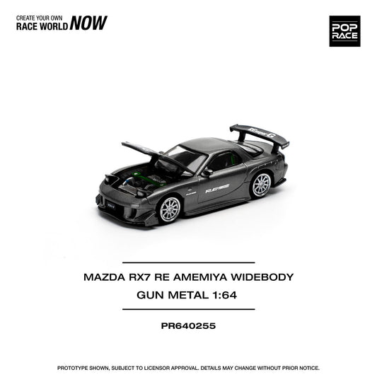 Pop Race 1/64 Mazda RX7 RE-AMEMIYA Widebody - Gun Metal