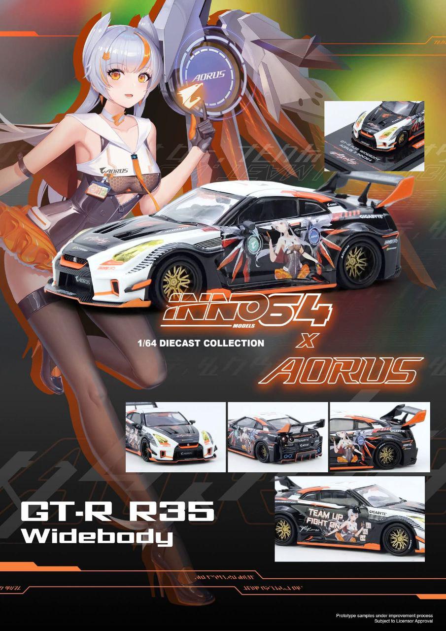 ⚠️ PRE ORDER ⚠️ Inno64 1/64 Nissan GTR (R35) Widebody - Aorus Special Edition