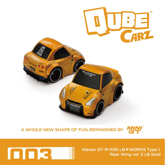 Mini GT 1/64 Qube Carz Nissan GTR LB★WORKS Type 1 (#003) - LB Gold