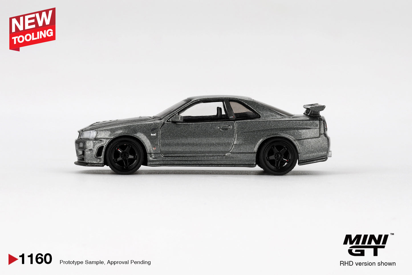 Mini GT 1/64 Nissan Skyline GT-R R34 (#1160) -Dark Metal Gray (NISMO BNR34 CRS Version)