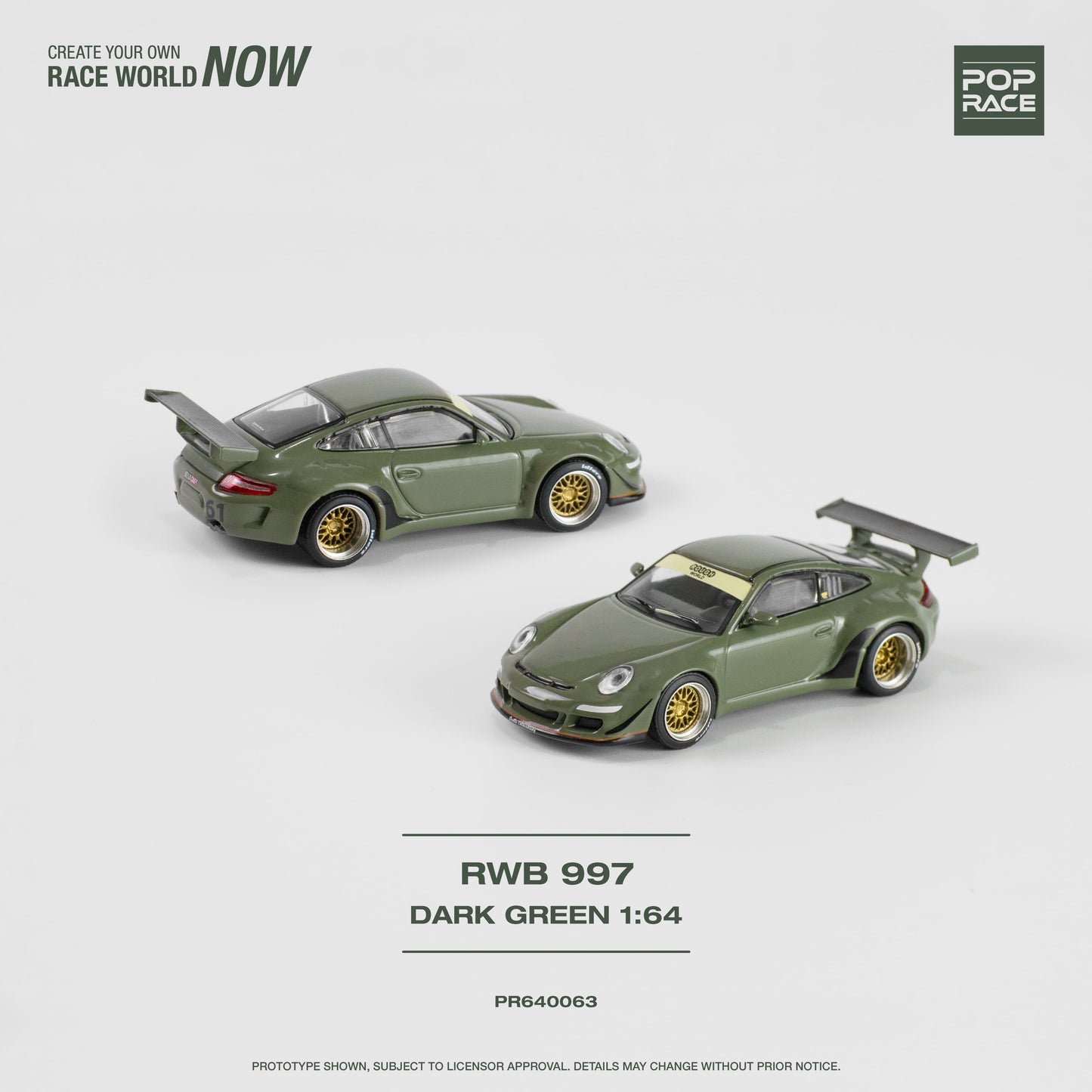 Pop Race 1/64 RWB 997 - Dark Green