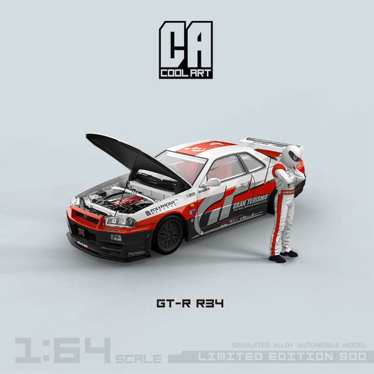 Cool Art 1/64 Nissan Skyline GT-R (R34) + Figurine - Gran Turismo Pace Car