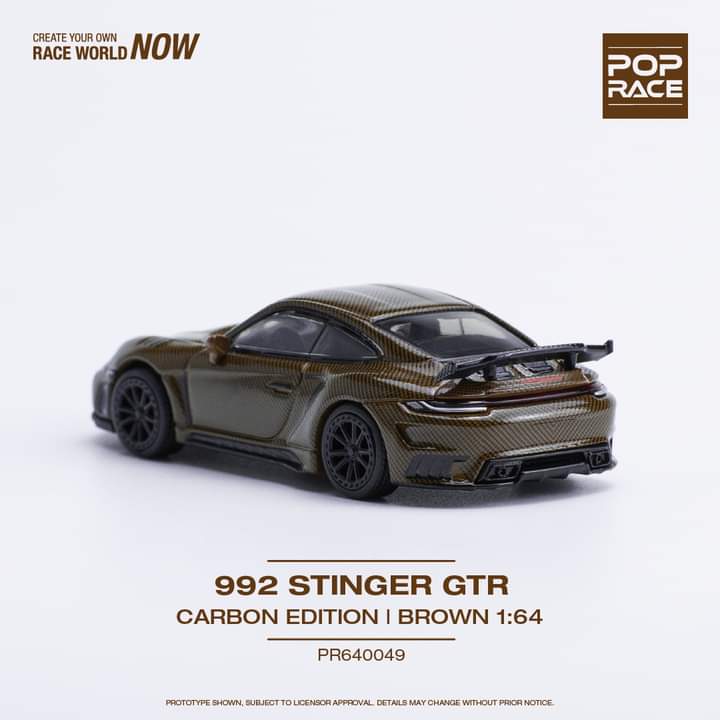 Pop Race 1/64 Porsche 911 (992) Stinger GTR - Carbon Edition Brown