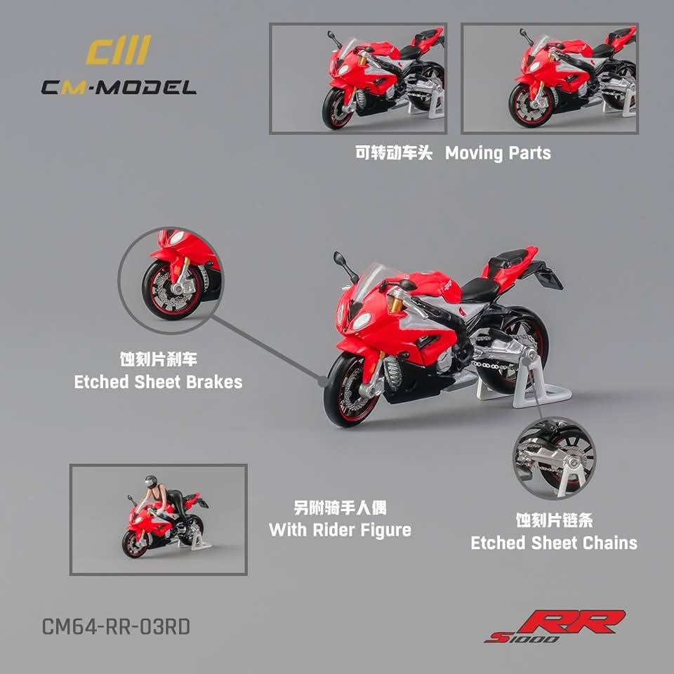 CM Model 1/64 BMW S1000 RR - Red