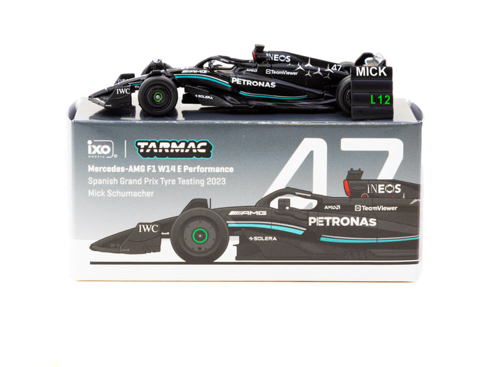 Tarmac Works 1/64 Mercedes-AMG F1 W14 E Performance - Spanish Grand Prix Tyre Testing 2023 #47 Mick Schumacher