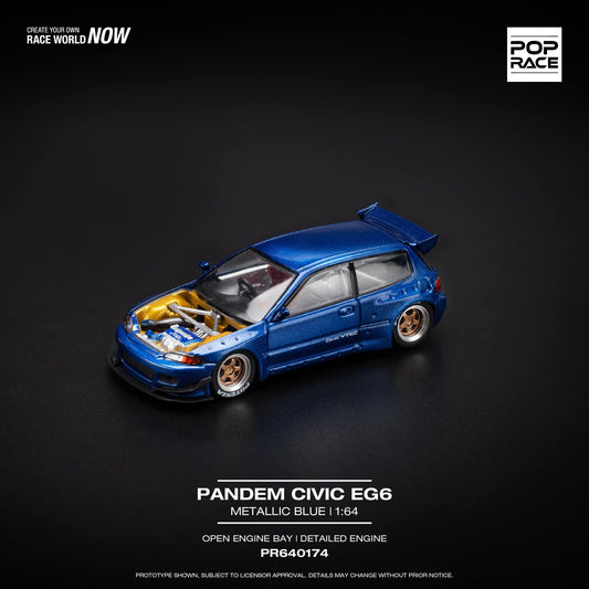 Pop Race 1/64 Pandem Honda Civic EG6 - Metallic Blue