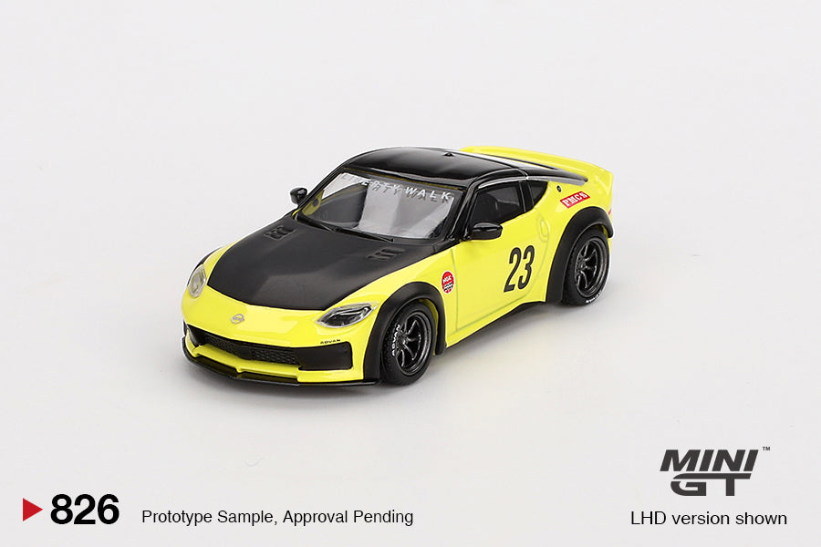 Mini GT 1/64 Nissan Z LB★NATION WORKS (#826) - Ikazuchi Yellow