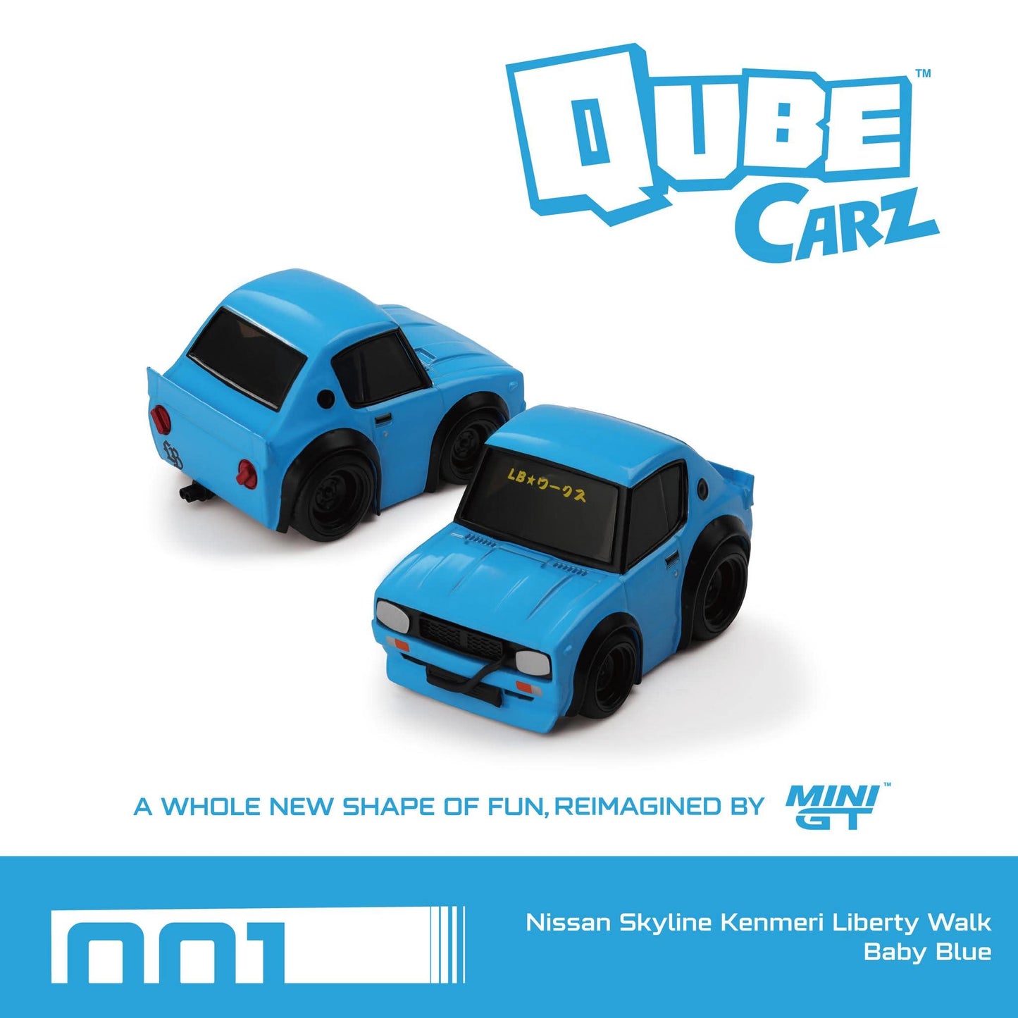 Mini GT 1/64 Qube Carz Nissan Skyline Kenmeri Liberty Walk (#001) - Baby Blue