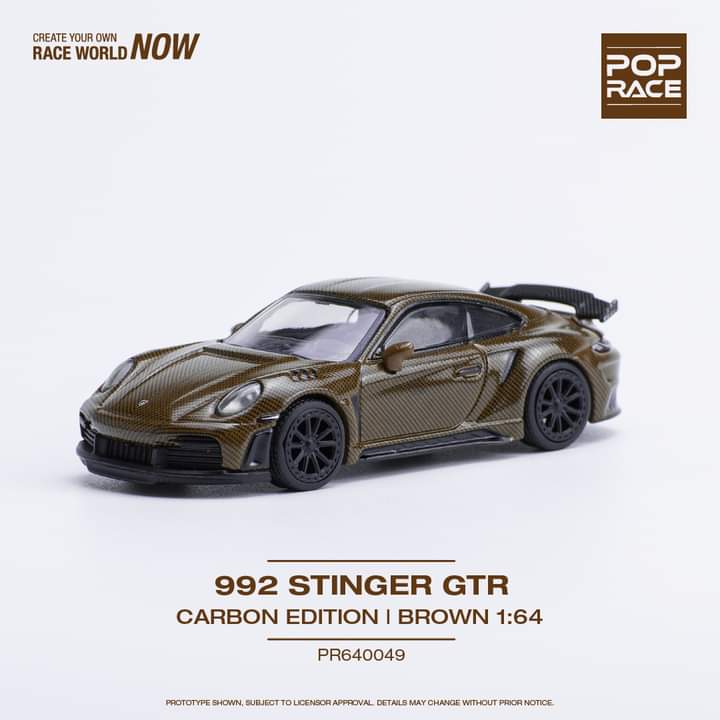 Pop Race 1/64 Porsche 911 (992) Stinger GTR - Carbon Edition Brown