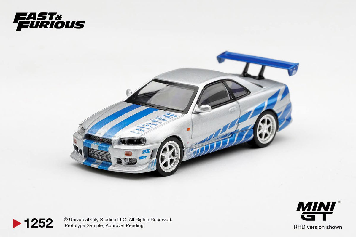 ⚠️ PRE ORDER ⚠️ Mini GT 1/64 Nissan Skyline GT-R [R34] (#1252) - Brian's Skyline 2 Fast 2 Furious
