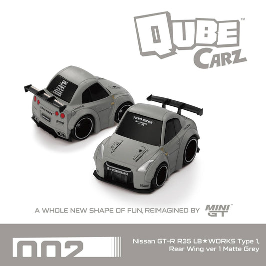 Mini GT 1/64 Qube Carz Nissan GTR LB★WORKS Type 1 (#002) - Matte Grey