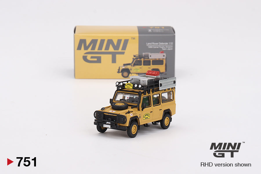 Mini GT 1/64 Land Rover Defender 110 (#751) - 1989 Camel Trophy Amazon Team Japan