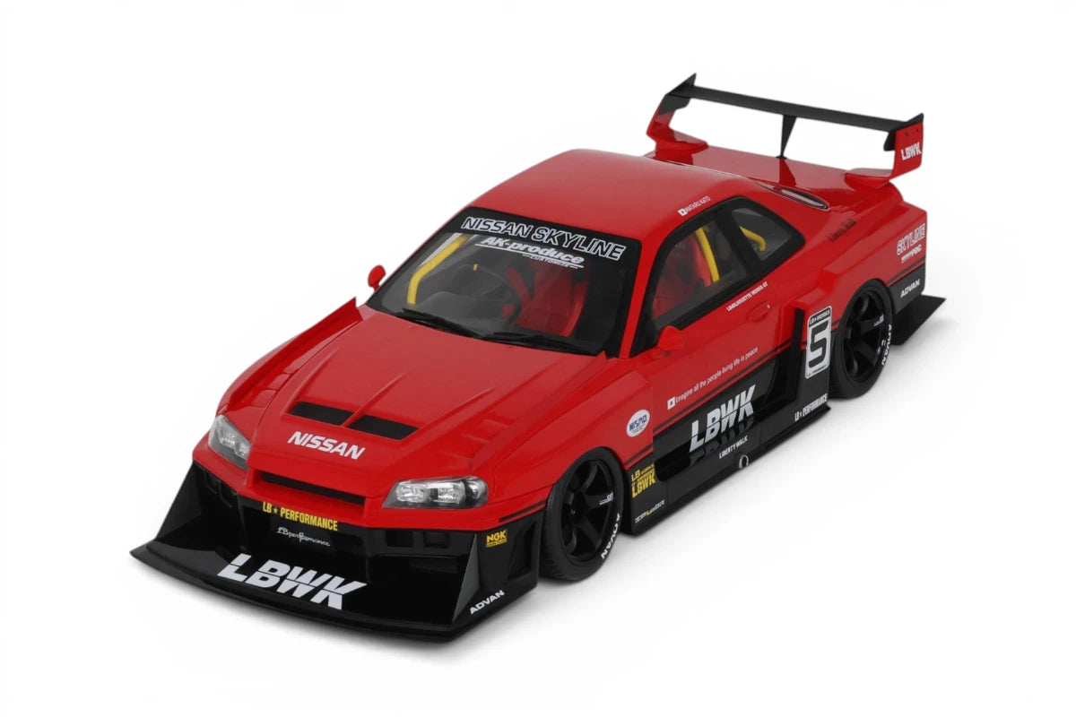 ⚠️ PRE ORDER ⚠️ GT Spirit 1/18 LBWK Nissan Skyline ER34 Super Silhouette - #5 Red/Black