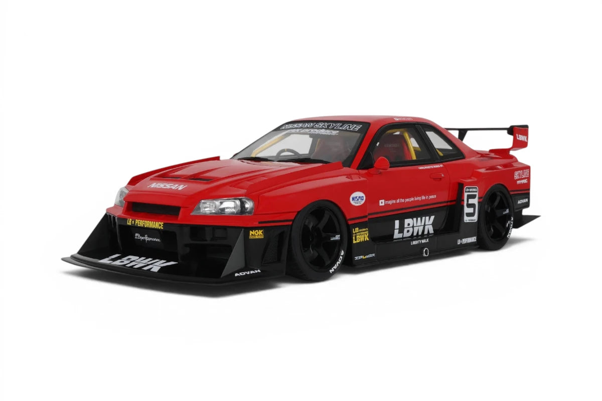 ⚠️ PRE ORDER ⚠️ GT Spirit 1/18 LBWK Nissan Skyline ER34 Super Silhouette - #5 Red/Black