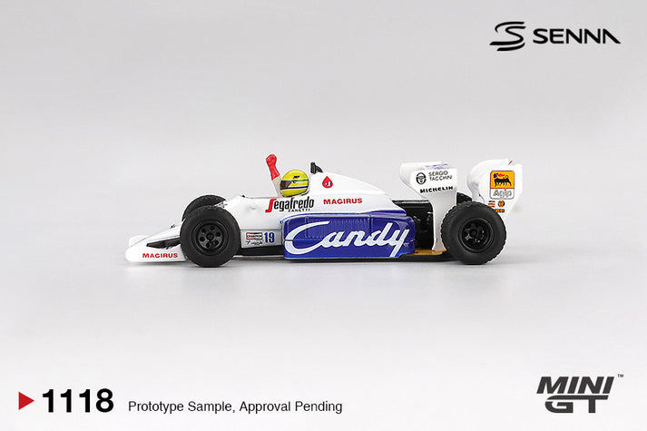 Mini GT 1/64 Toleman TG184 (#1118) - #19 Ayrton Senna 1984 Monaco Grand Prix 2nd Place