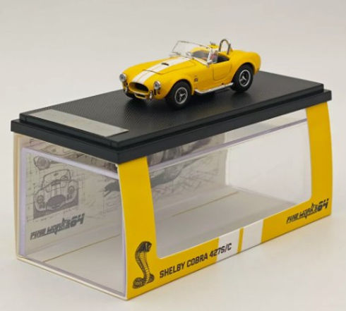 Fine Works64 1/64 Shelby 427 Cobra - Yellow/White Stripes