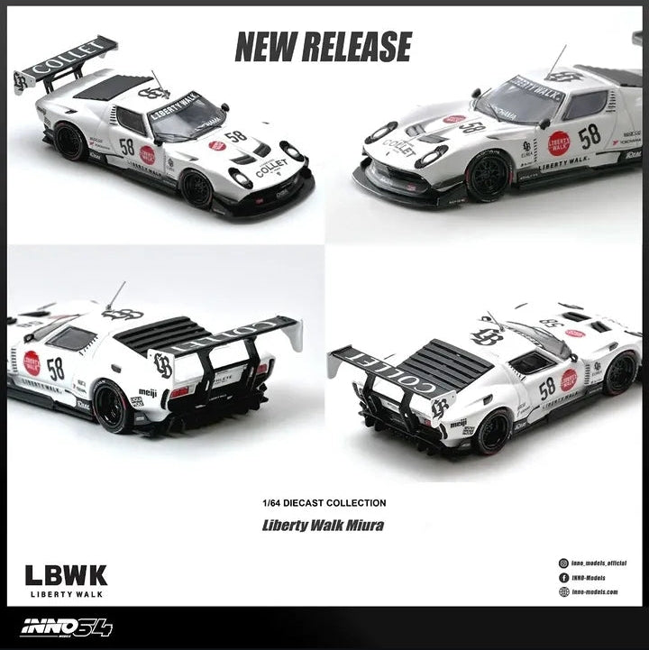 ⚠️ PRE ORDER ⚠️ Inno64 1/64 LBWK Lamborghini Miura - White