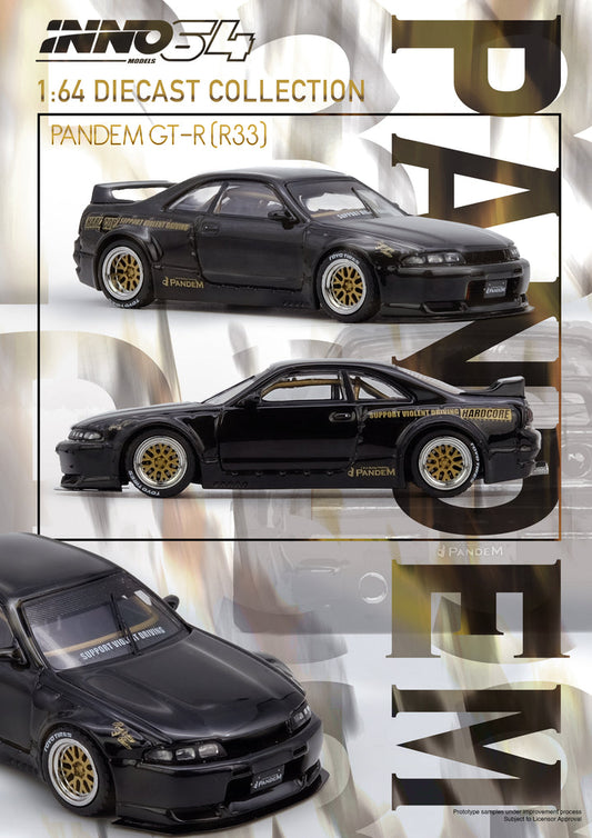 Inno64 1/64 Pandem Nissan Skyline GTR (R33) - "Hardcore" Black
