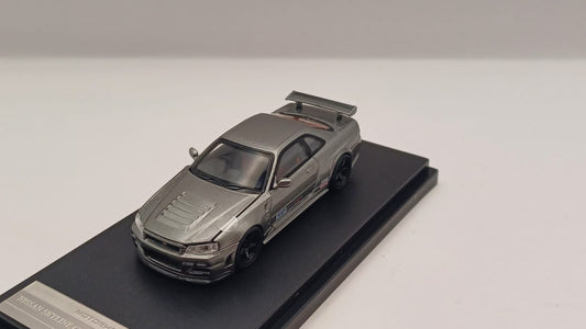 Motor Helix 1/64 Nissan Skyline GT-R (R34) Nismo CRS Version - Gun Metal With Livery