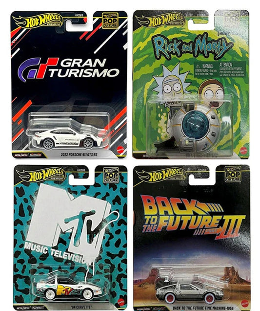 Hot Wheels Premium 1/64 Pop Culture 4 Car Complete Set
