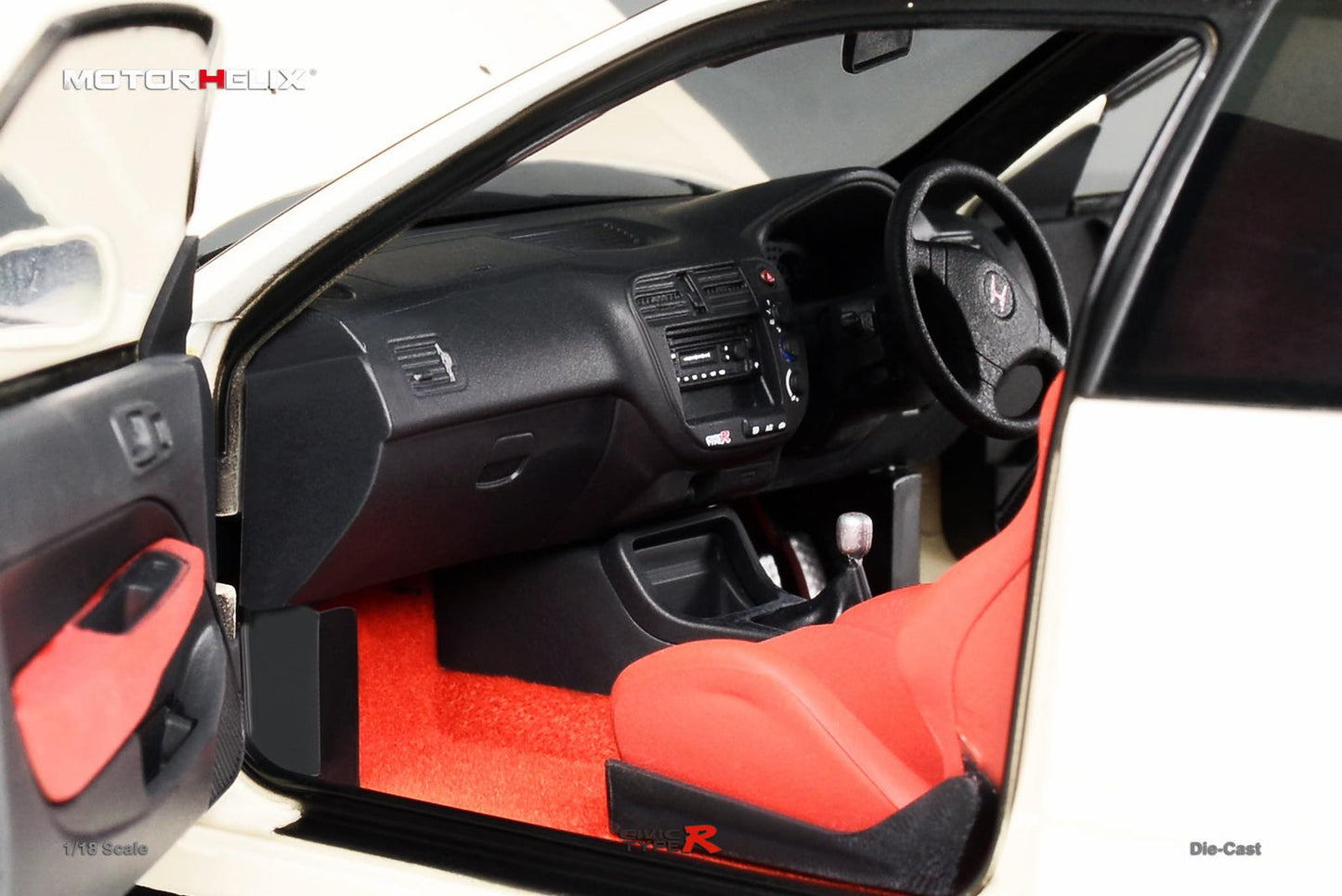 MotorHelix 1/18 Honda Civic Type-R (EK9) With Engine Display Model - White