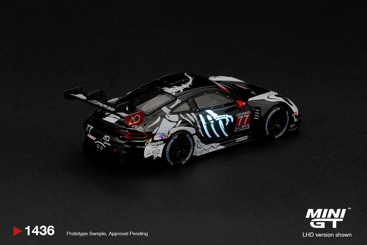⚠️ PRE ORDER ⚠️ Mini GT 1/64 Porsche 911 GT3R (#1436) - AO Racing Petit Le Mans 2026 "Glow In Dark Rexy"