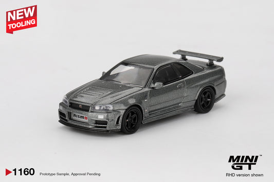 Mini GT 1/64 Nissan Skyline GT-R R34 (#1160) -Dark Metal Gray (NISMO BNR34 CRS Version)