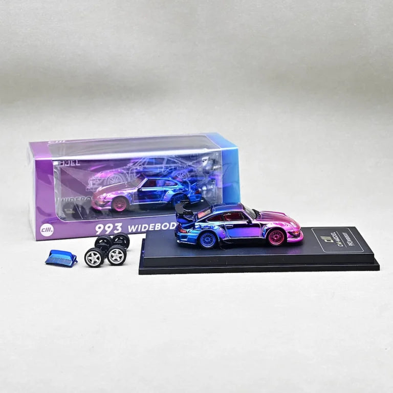 CM Model 1/64 RWB 993 Widebody - Pink/Blue Chrome