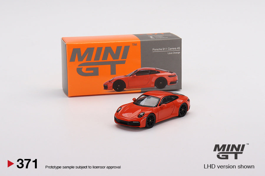 Mini GT 1/64 Porsche 911 (992) Carrera 4S (#371) - Lava Orange