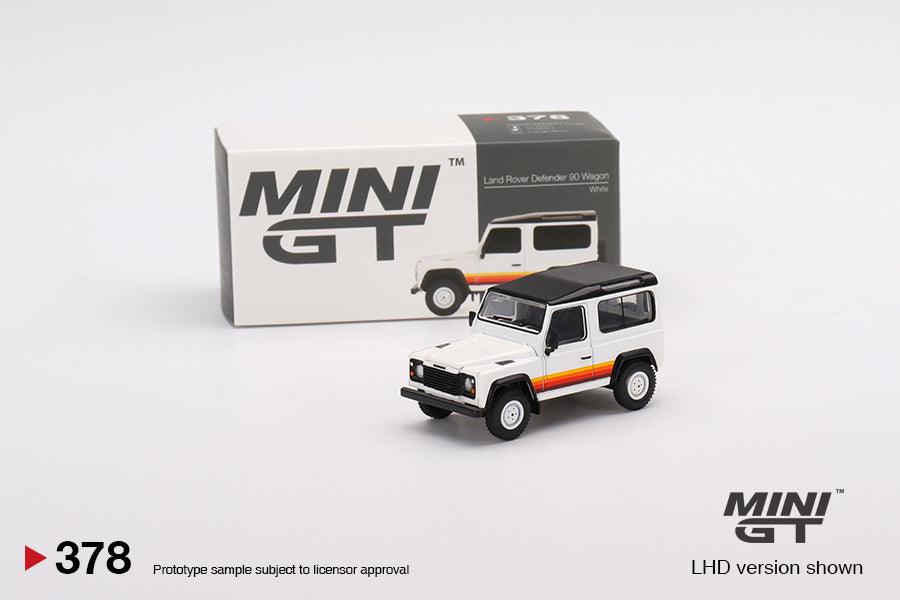 Mini GT 1/64 Land Rover Defender 90 Wagon (#378) - White