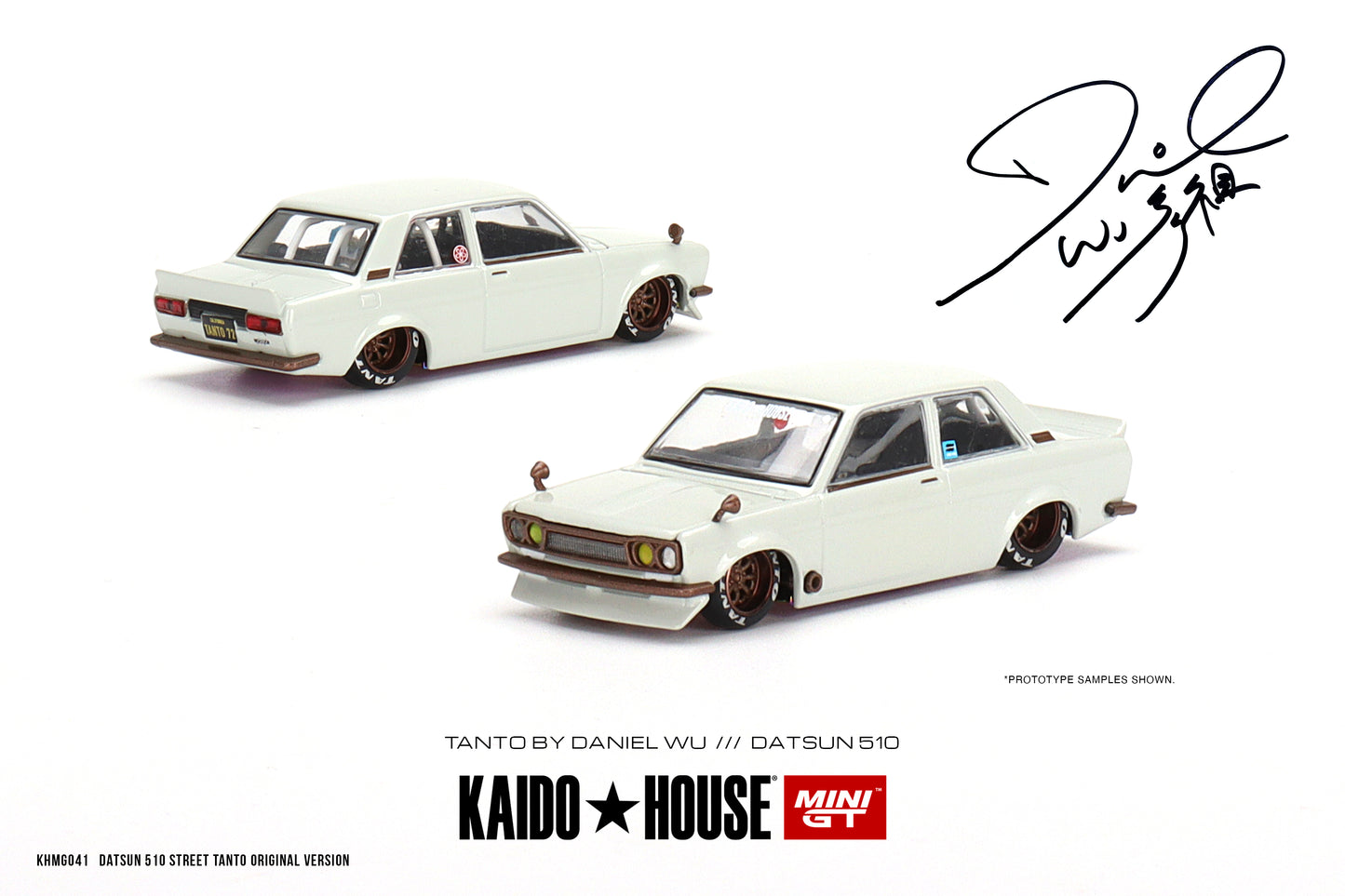 Mini GT x Kaido House 1/64 Datsun 510 Street Tanto V1 By Daniel Wu - White