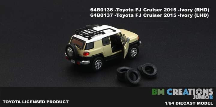 BM Creations 1/64 Toyota FJ Cruiser With Accessory Pack - Ivory