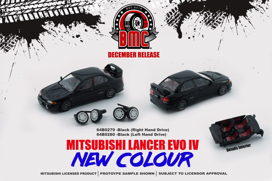 BM Creations 1/64 Mitsubishi Lancer Evolution IV & Extra Wheels (Black)